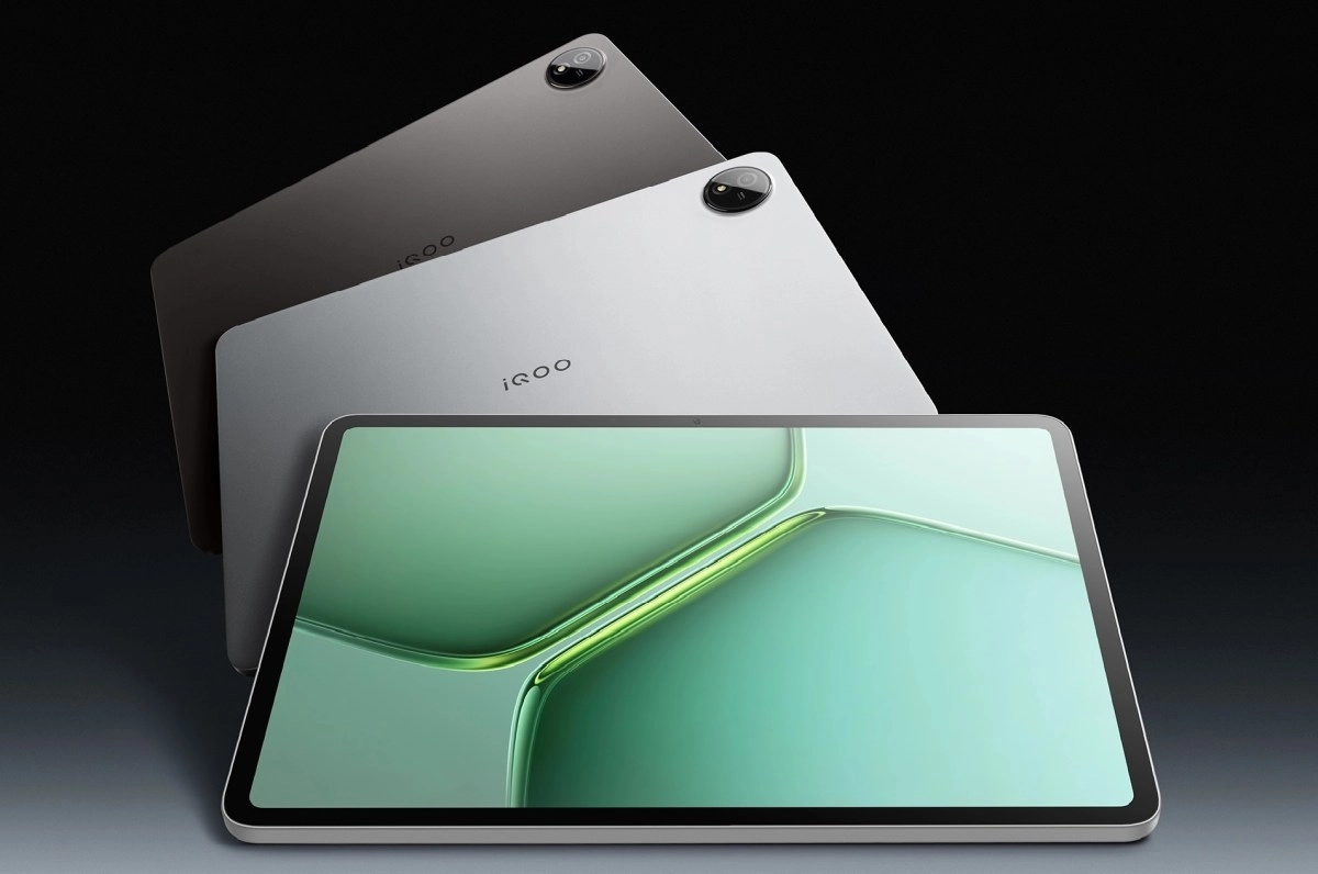 iQOO Pad 5c in gray, silver, and front view.