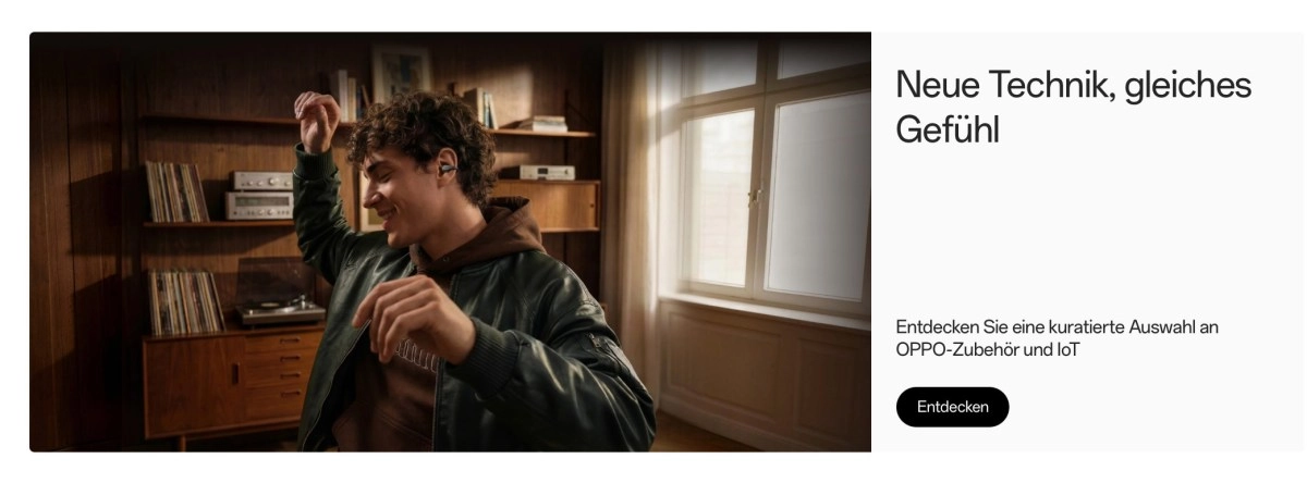 Man enjoying music with Oppo earbuds.