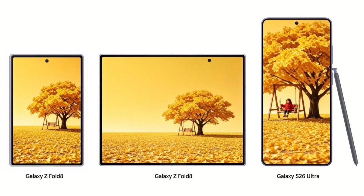 Galaxy Z Fold8 dummy in black next to S26 Ultra.