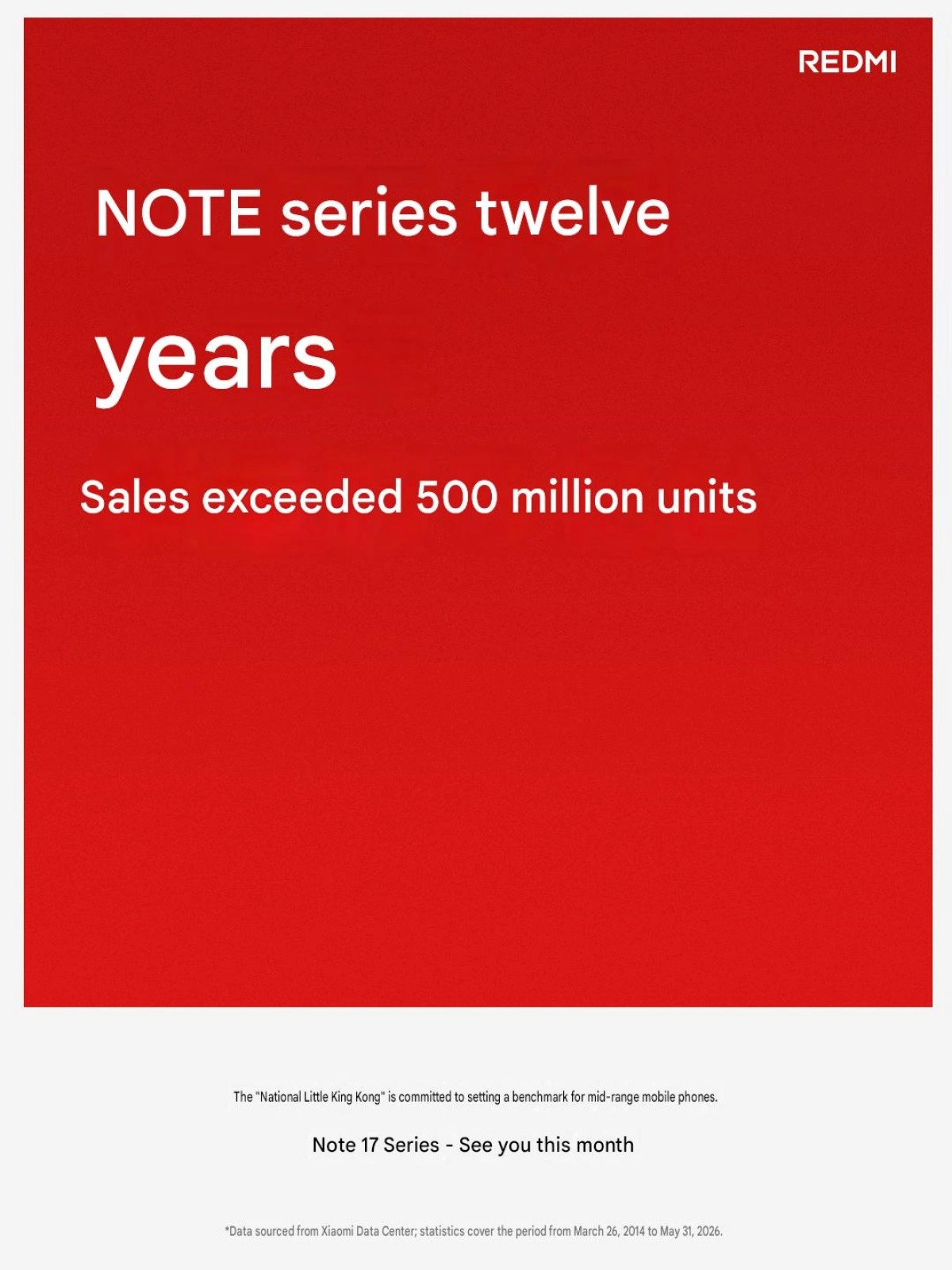 Redmi Note 17 series launching this month.