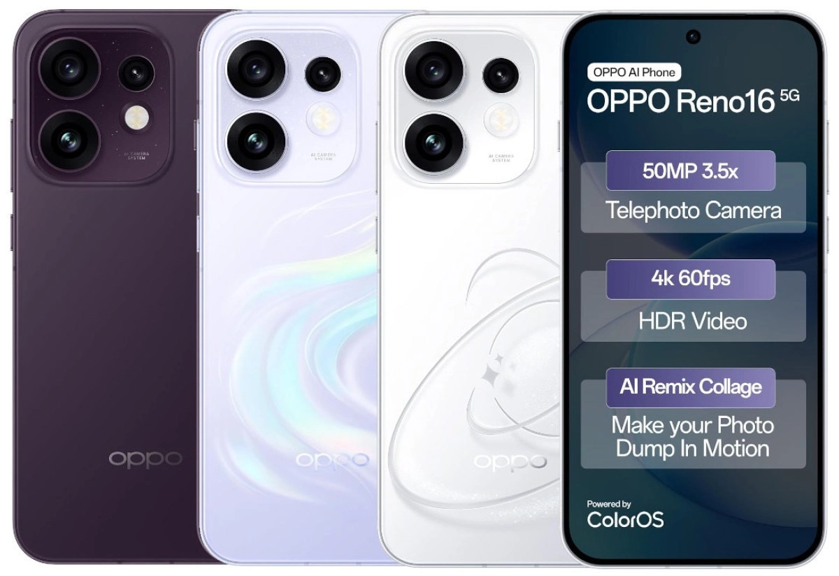 Oppo Reno16 5G phones with camera features.