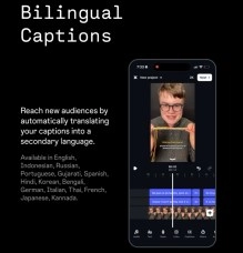 Instagram Edits bilingual captions phone interface