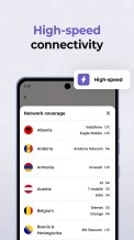 Motorola Global Connect app network coverage screen.