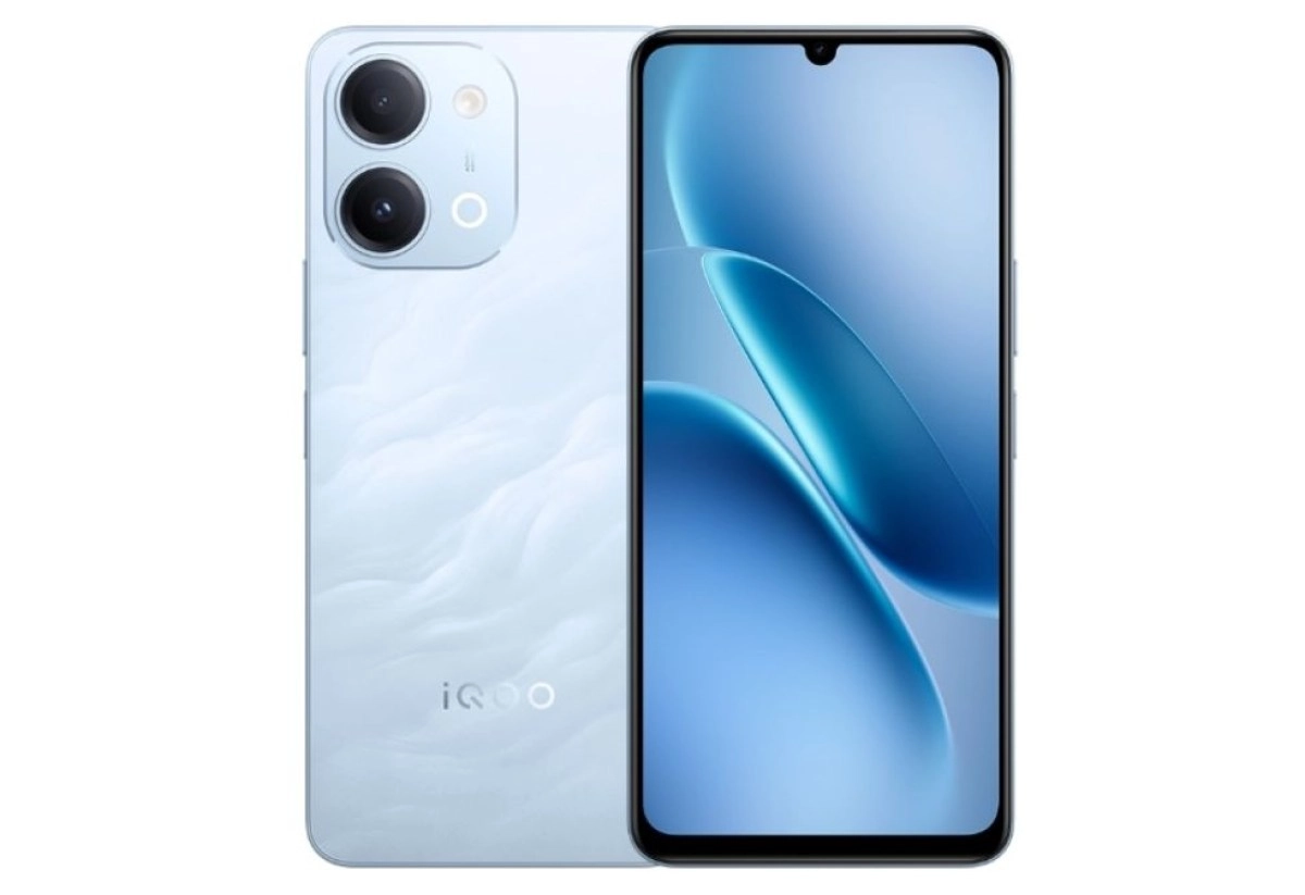 iQOO Z11i light blue smartphone with dual cameras