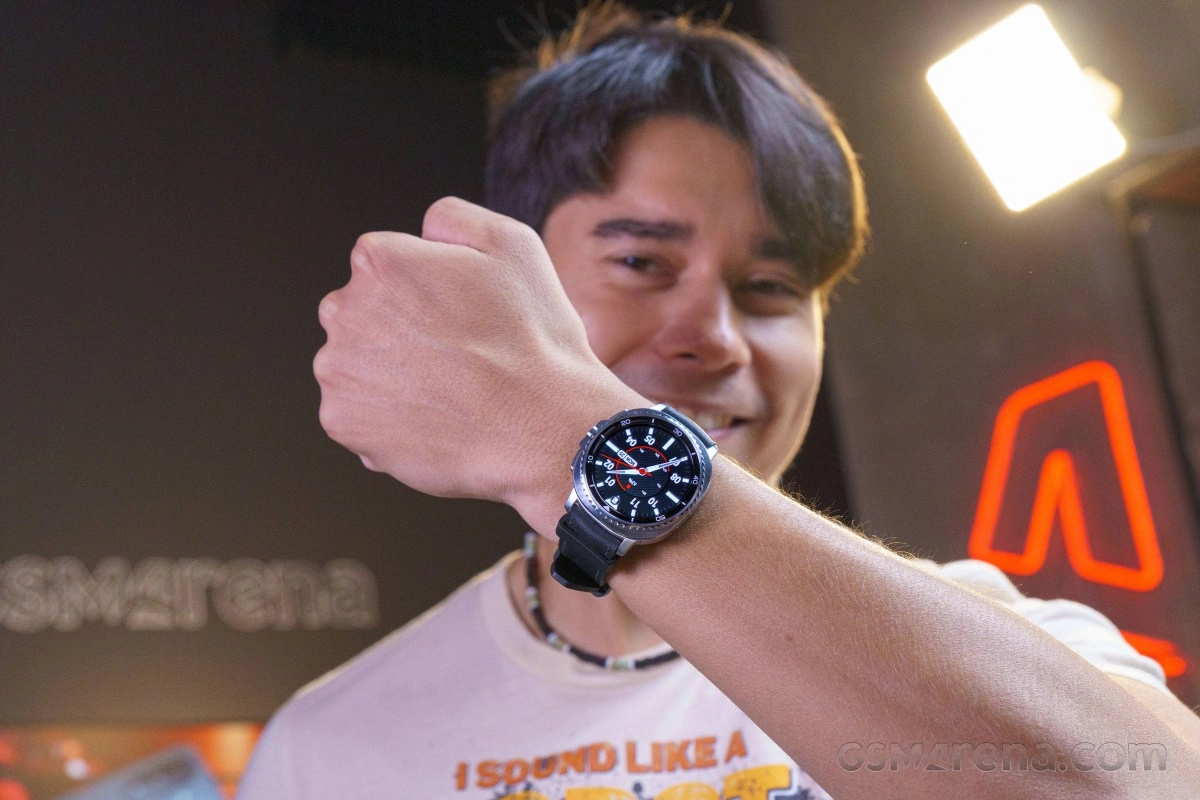 Samsung smartwatch on a person's wrist.