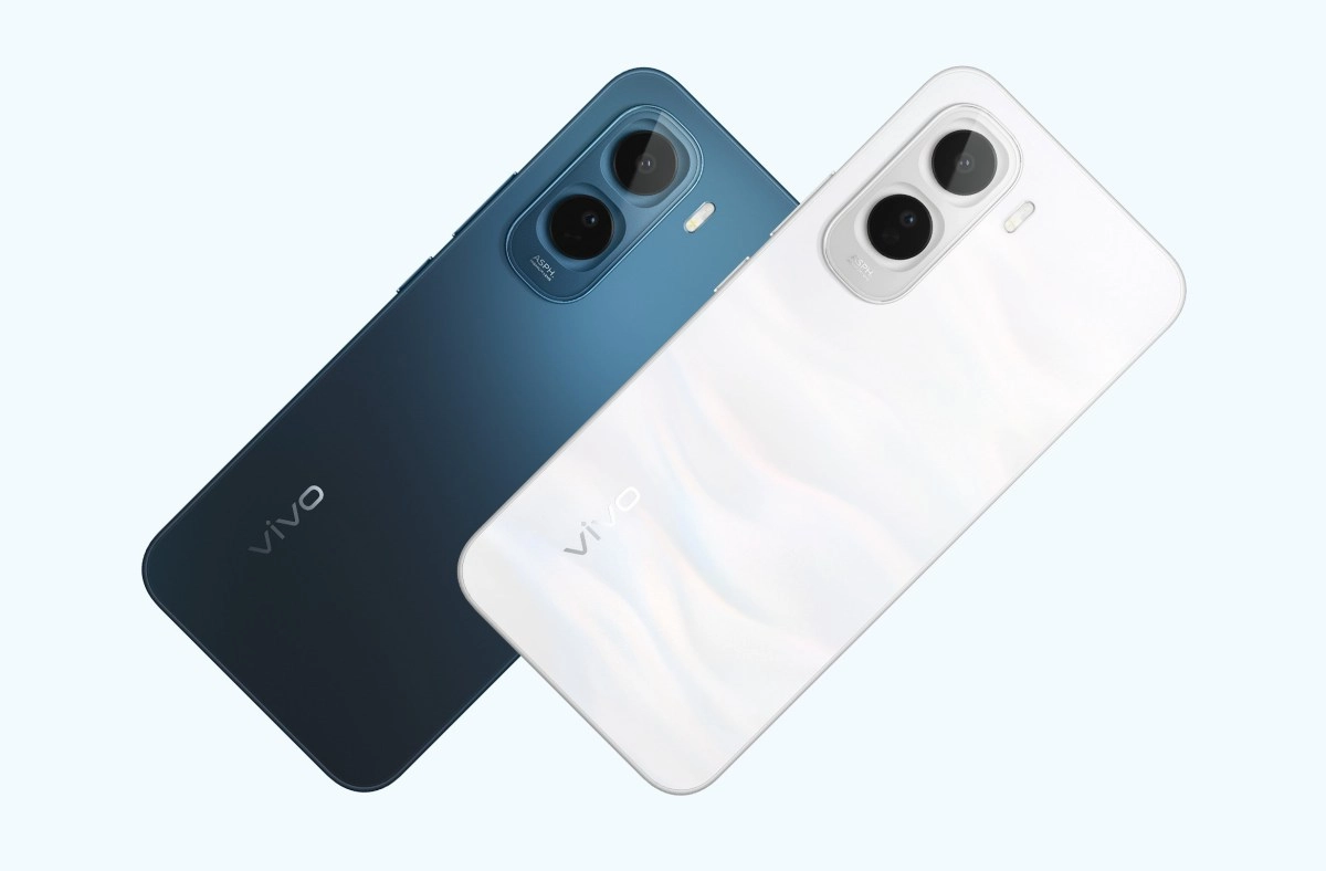 vivo Y500 4G phones in blue and white