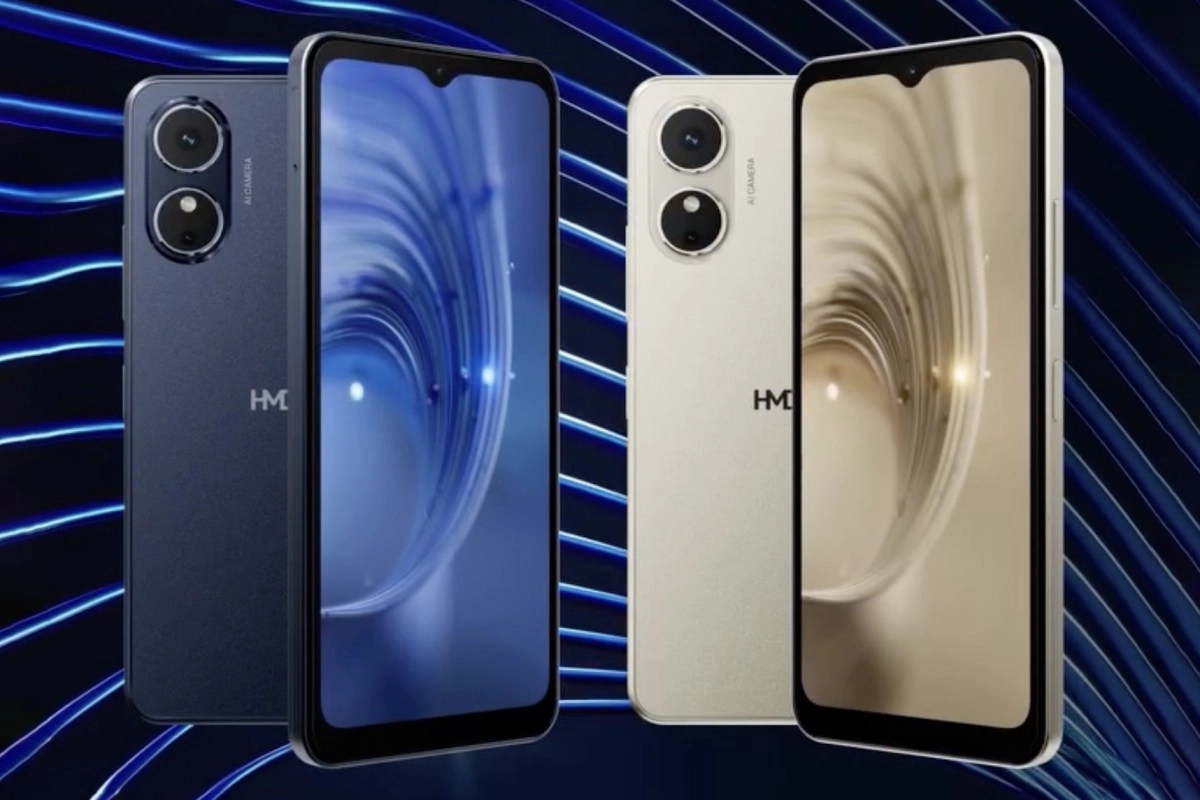 HMD Arc 2 smartphones in blue and gold colors.