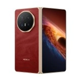 Red Honor Magic V6 foldable phone, front and back.