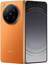 Orange foldable Honor Magic V6 phone with camera.