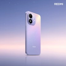 Redmi Note 17 purple smartphone with dual cameras.