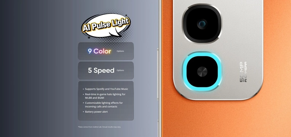 Realme Narzo 100x 50MP AI camera with AI Pulse Light
