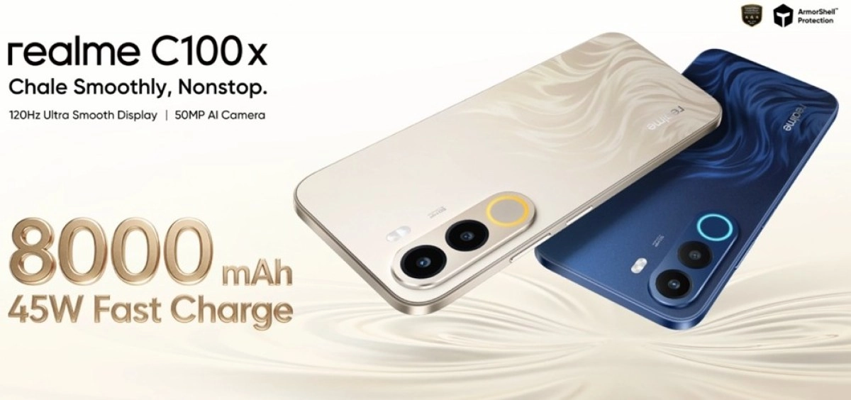 Realme C100x phones, 8000mAh battery, 45W fast charge.