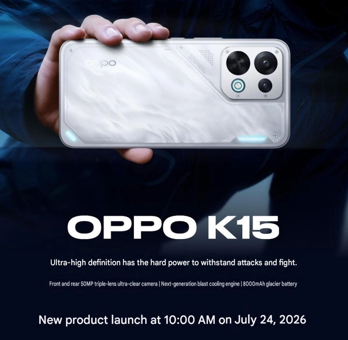 Oppo K15 phone with 8000mAh battery.