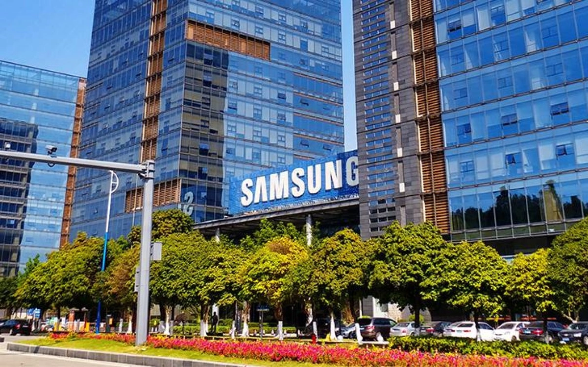 Samsung headquarters building with logo