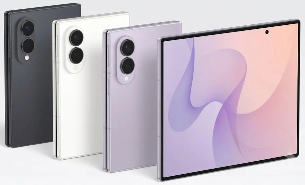 Galaxy Z Fold8 wide renders black white purple