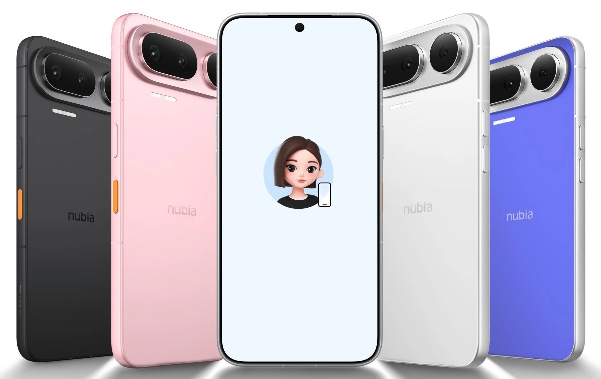 nubia NaviX Ultra phones in multiple colors shown.