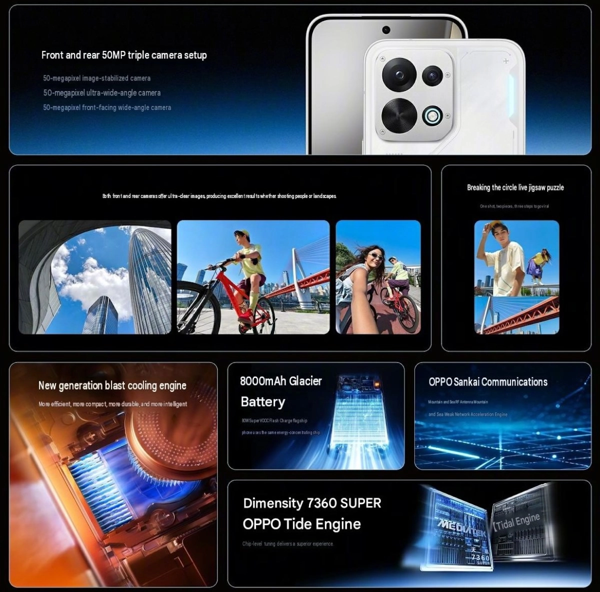 Oppo K15 active cooling fan and 8000mAh battery.