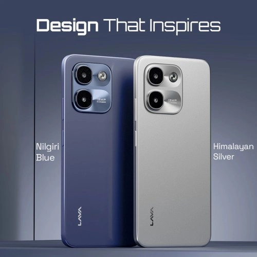 Lava Virat V1 phones in Nilgiri Blue and Silver.