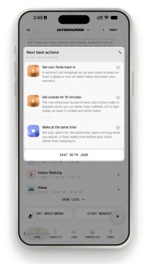 Ultrahuman app shows 