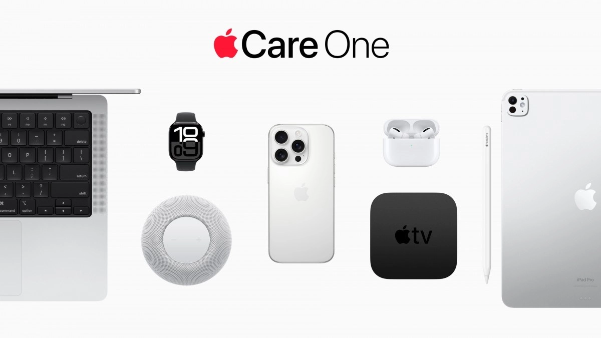 Apple Care One expands with various devices shown.