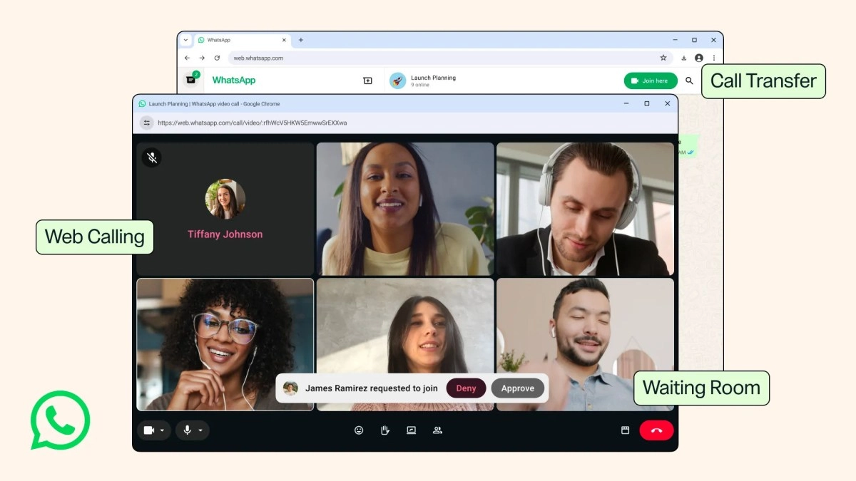 WhatsApp Web video call with waiting room.