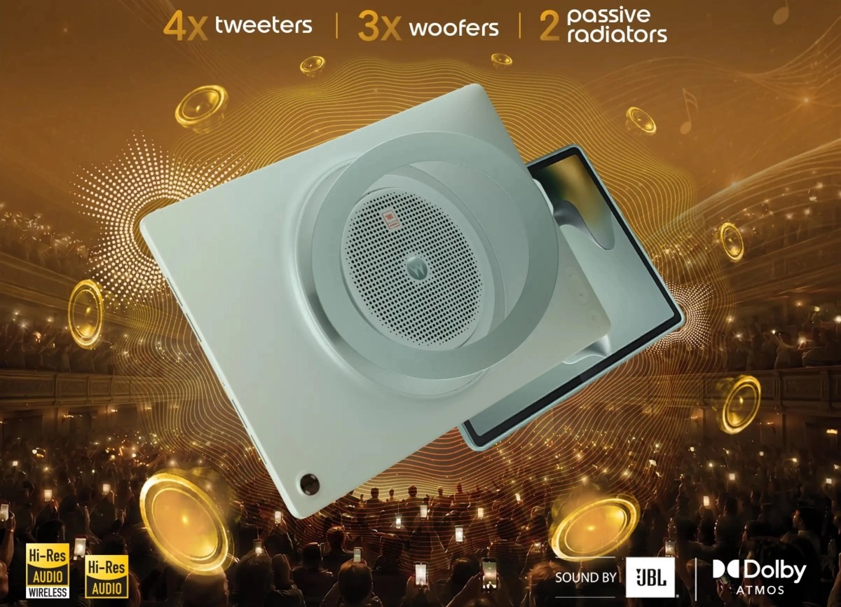 Moto Pad 70 Groove with 9 JBL speakers.