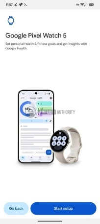 Official Google Pixel Watch 5 app setup image.