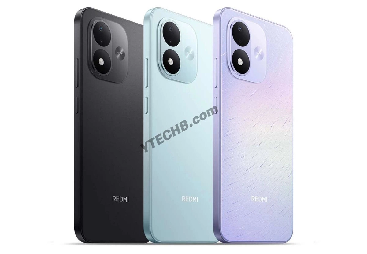 Leaked Redmi Note 17 phones in black, blue, purple.