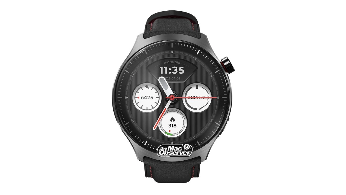 Motorola Watch Ultra render with fitness stats.