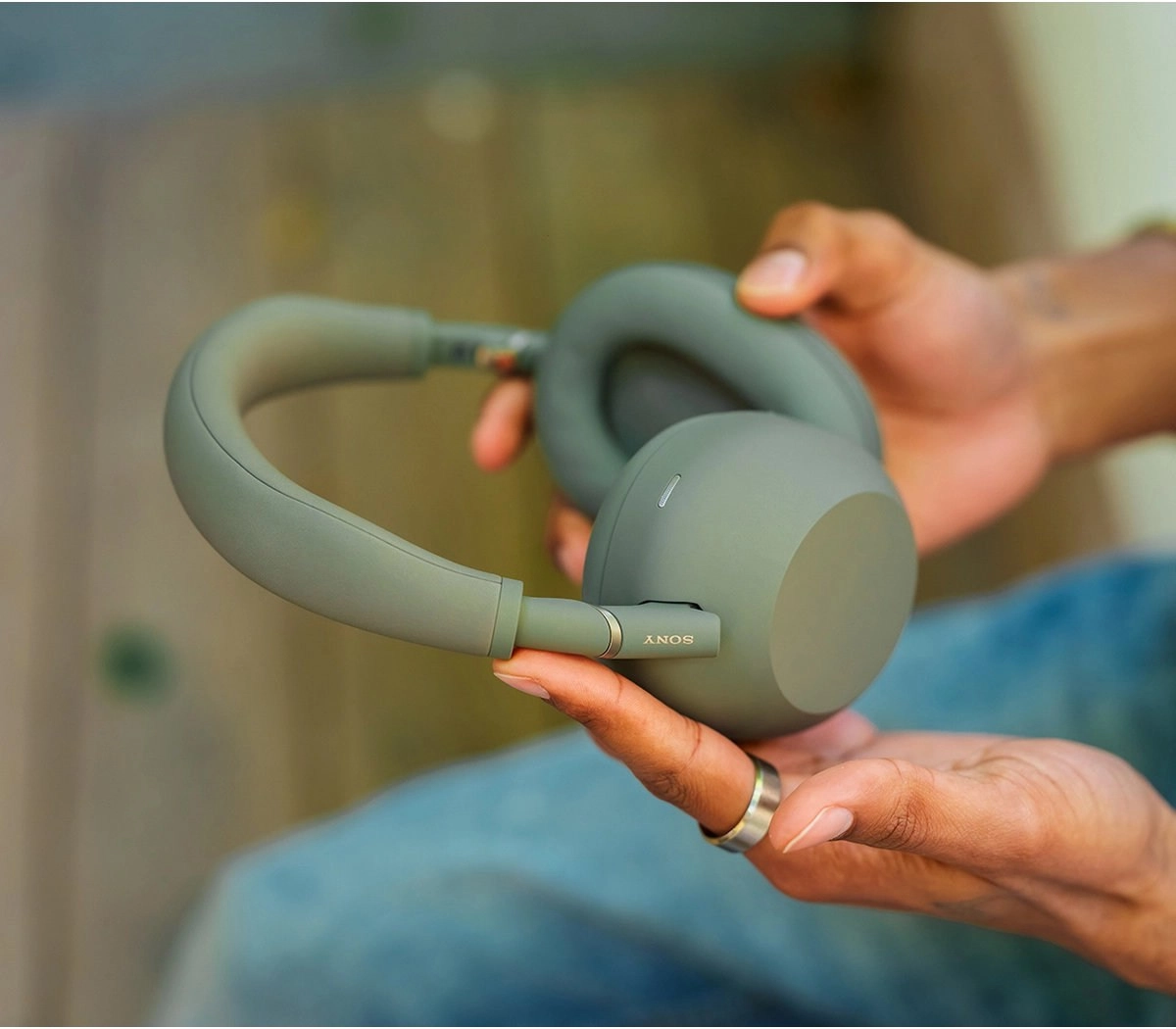 Sony WH-1000XM6 headphones in a new green color