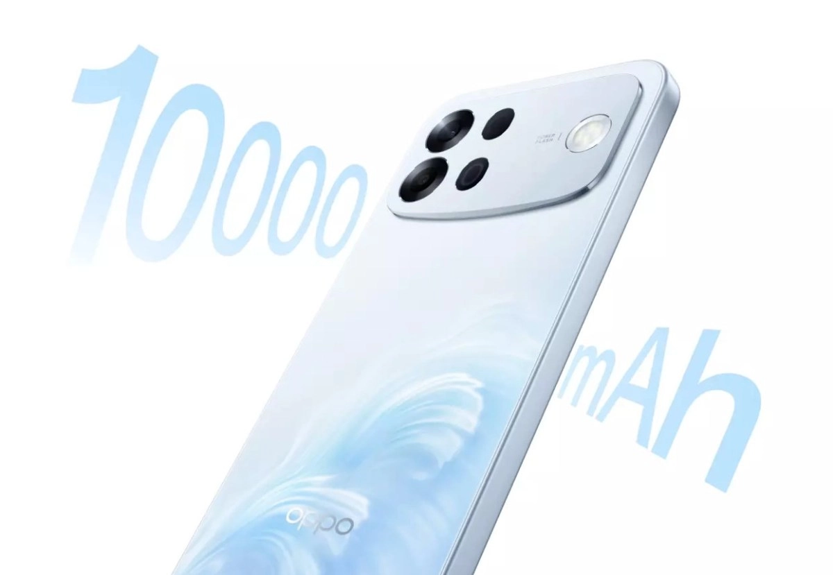 White Oppo phone with 10000mAh battery