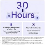 Google Pixel Watch 5 30-hour battery life, fast charging.