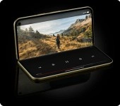 Google Pixel foldable phone displaying video.