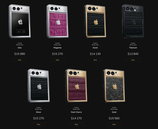 Caviar custom iPhone Ultra designs and prices.
