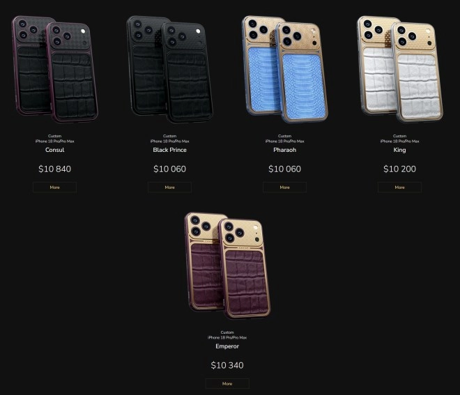 Caviar iPhone 18 Pro Max leaked designs with prices