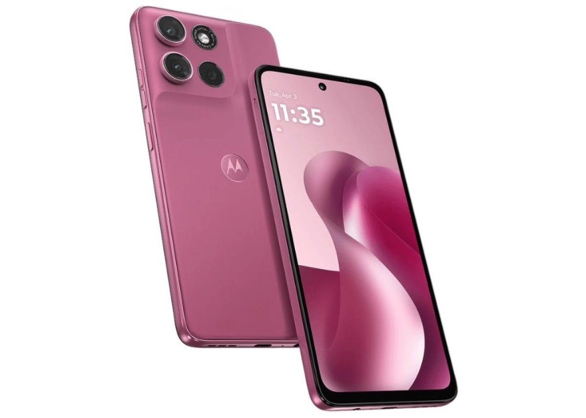 Pink Motorola Moto G Max phone with large battery.