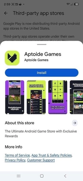 Aptoide Games app available for install on Google Play
