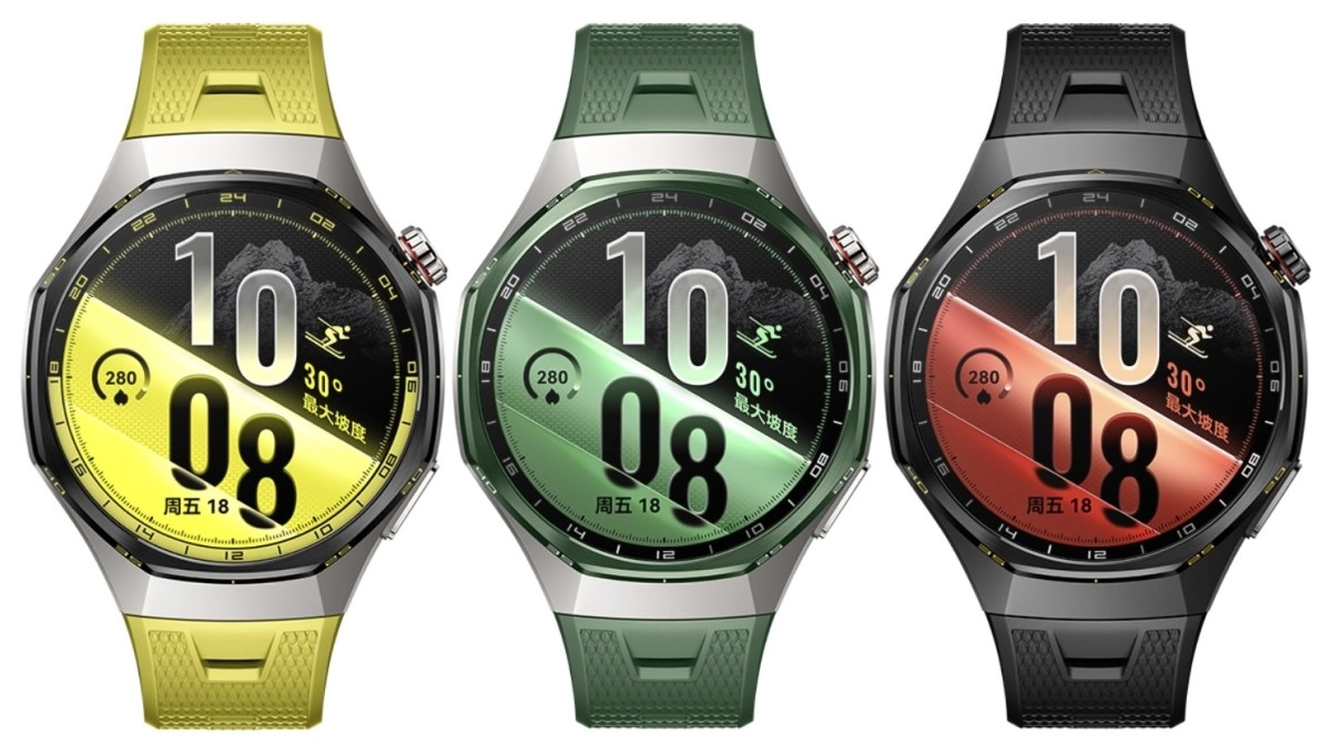 Huawei Watch GT 7 in yellow, green, and black