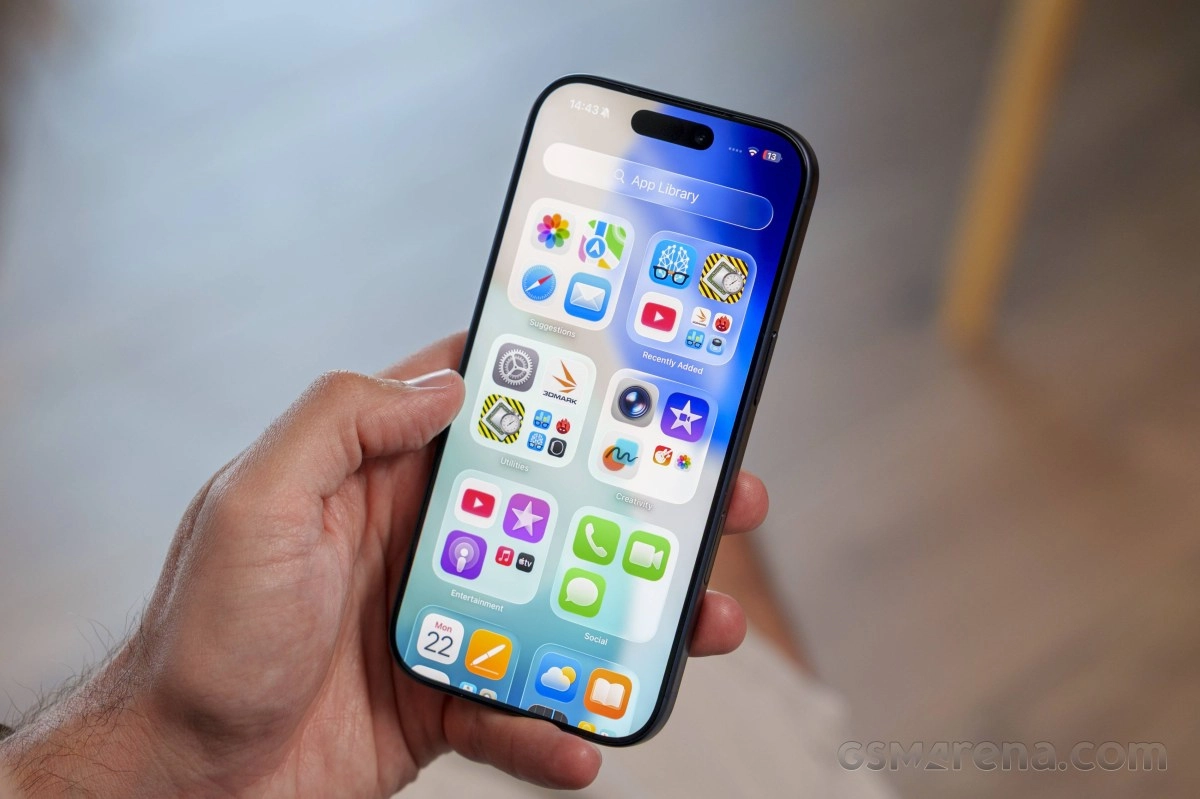 iPhone showing iOS 27 App Library screen