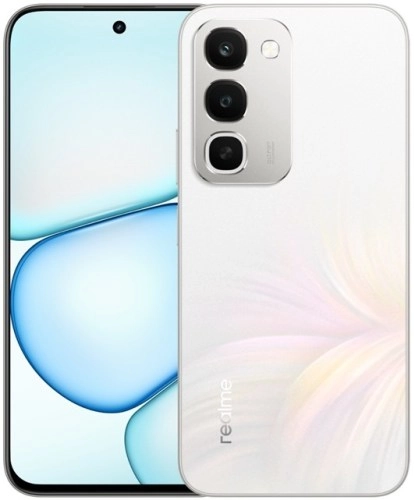 White Realme 16x phone with triple camera.