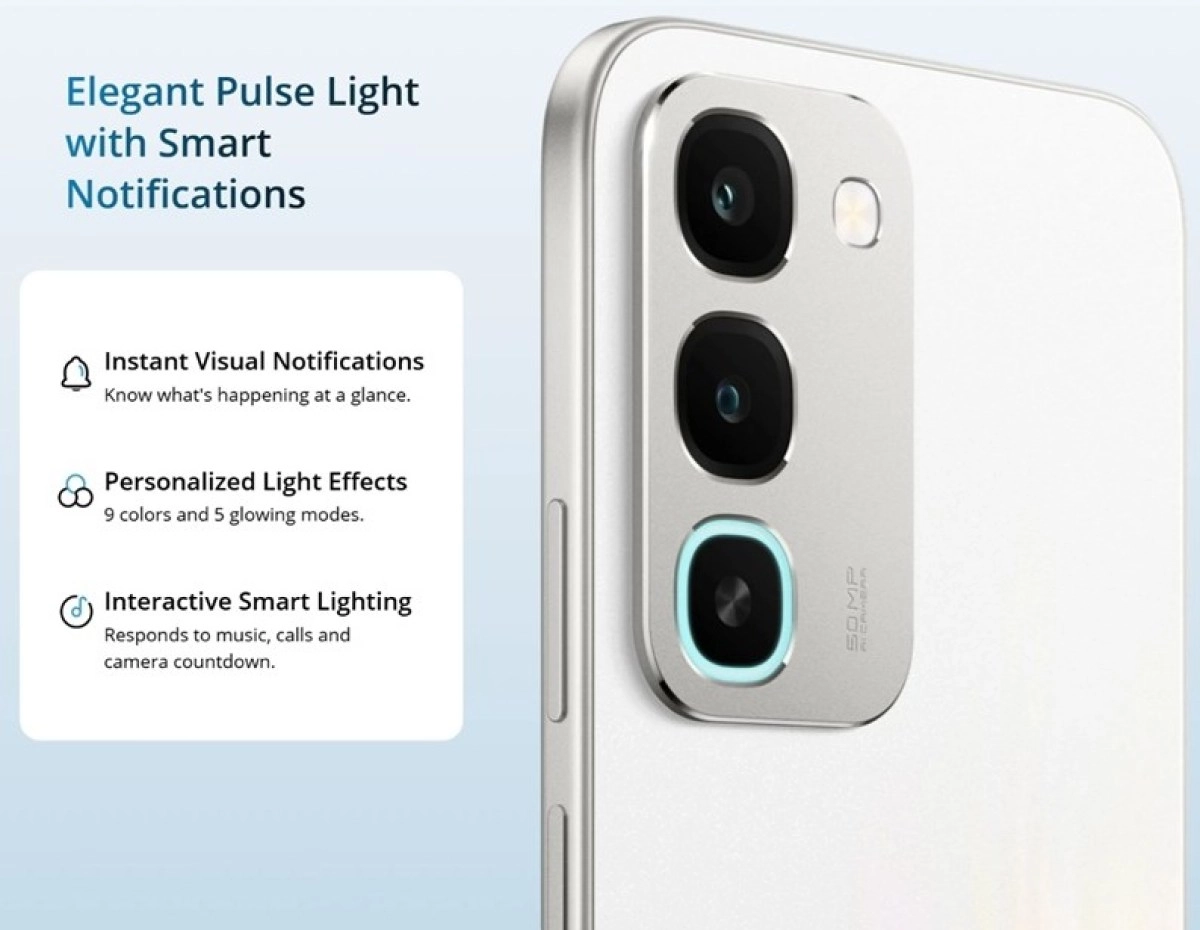 Realme 16x white phone with elegant pulse light.