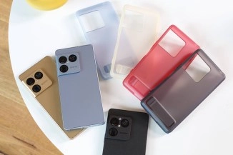 Sony Xperia 1 VIII smartphone with colorful cases.