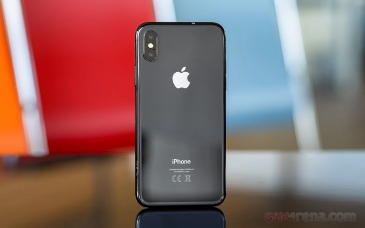 iPhone X rear view, dark grey.