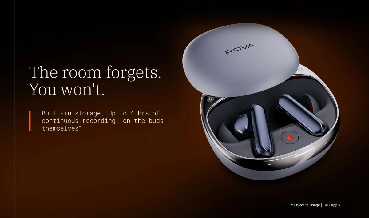 Tecno Pova AI Buds Pro with AI recording.