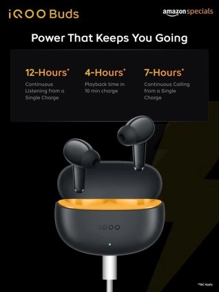 iQOO Buds with impressive battery life details.