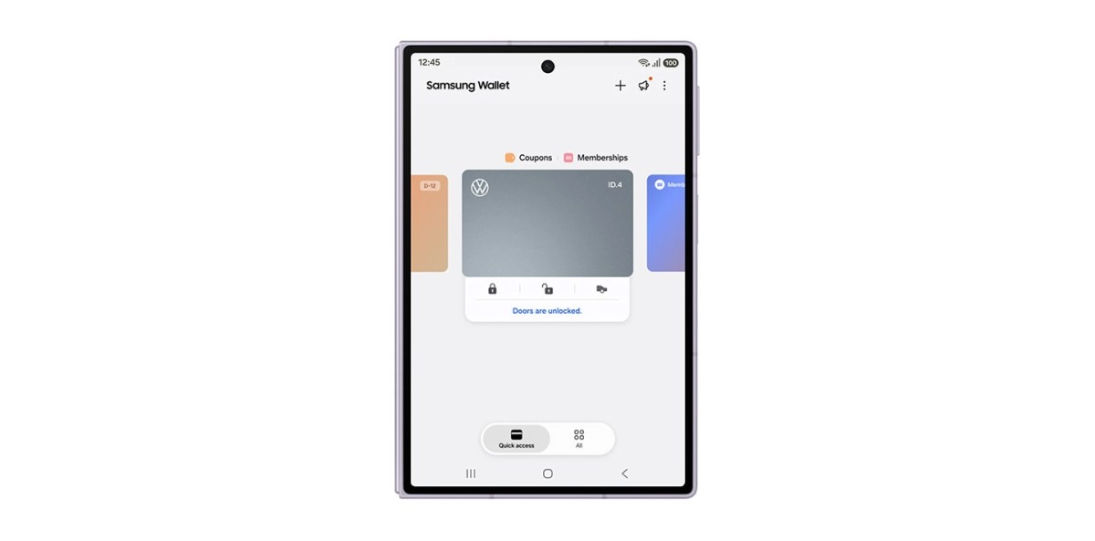 Samsung Wallet with Volkswagen EV digital key.