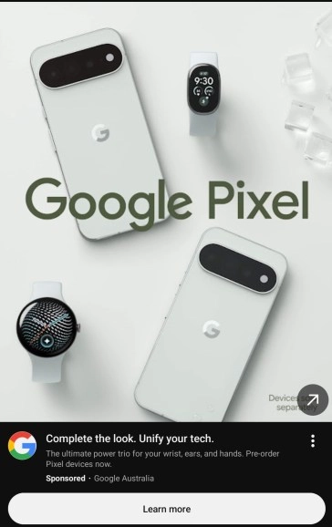 Google Pixel phones and smartwatches shown together.