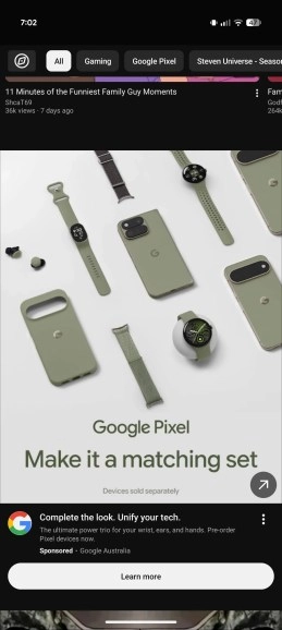 Google Pixel phone, watch, smartband, and earbuds