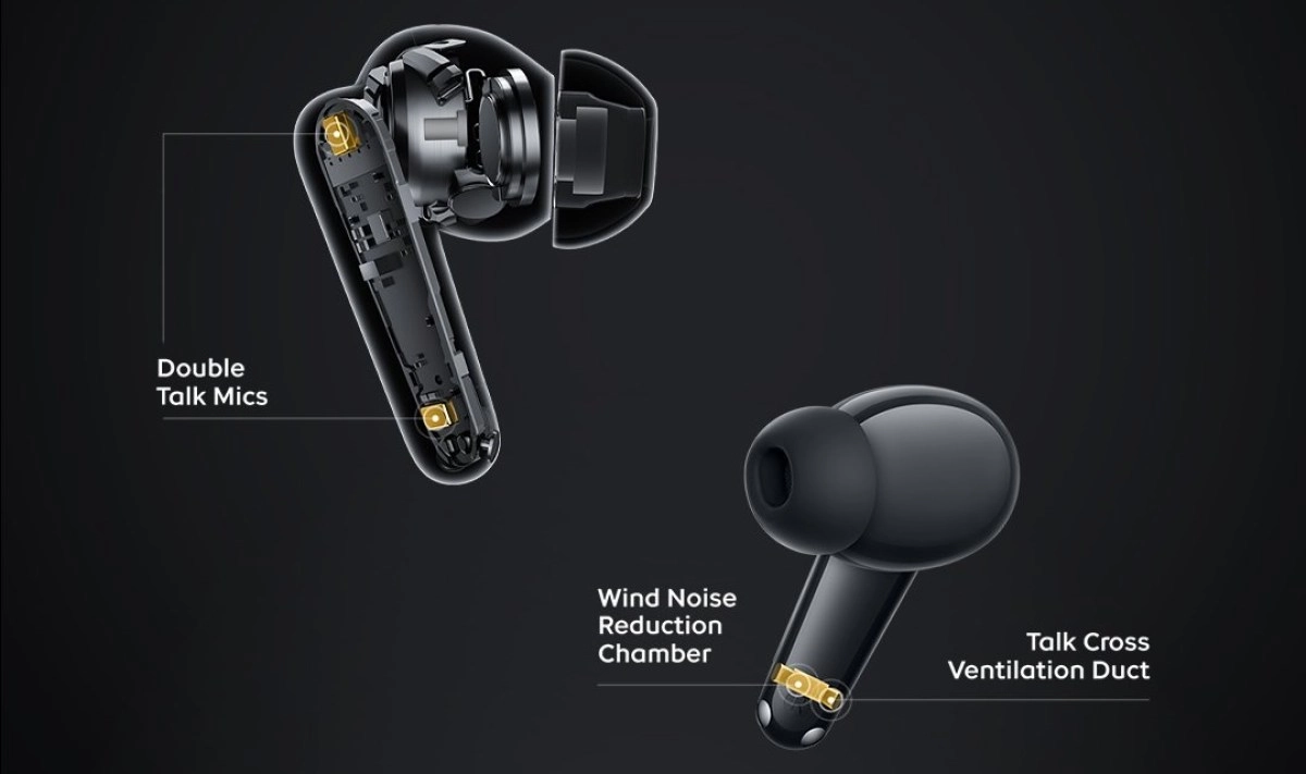 iQOO Buds TWS cutaway with mic and duct details