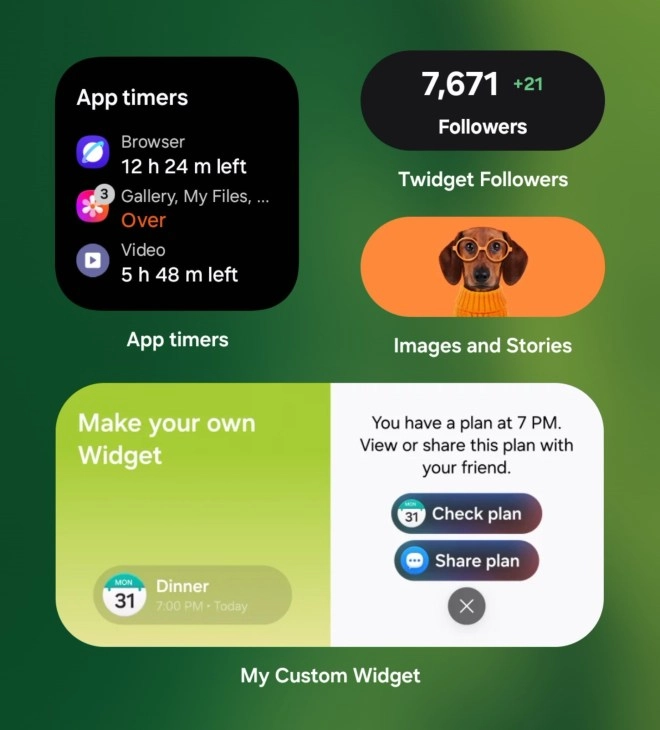 One UI 9.5 custom widget design with AI.
